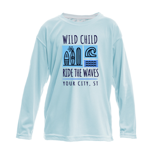 Toddler Wild Child Ride the Waves - UPF50 Sun Protection Beach Shirt