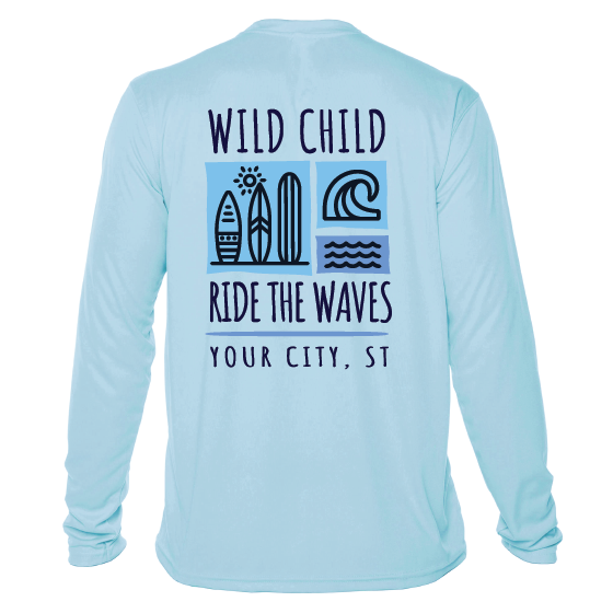 Kids Wild Child Ride the Waves - UPF50 Sun Protection Beach Shirt