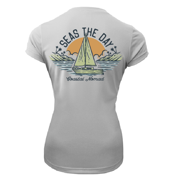 Seas the Day Sailboat - Women UPF50 Sun Protection Graphic Tee