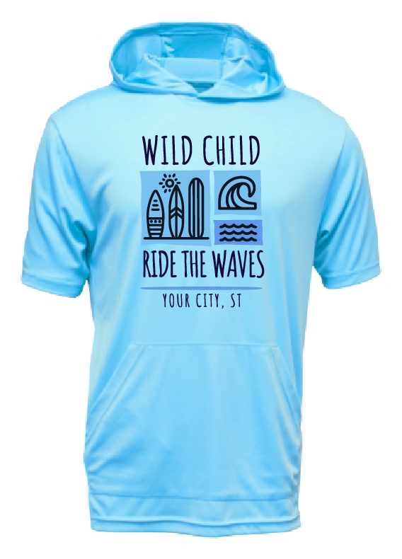 Kids Wild Child Ride the Waves - UPF50 Sun Protection Beach Shirt