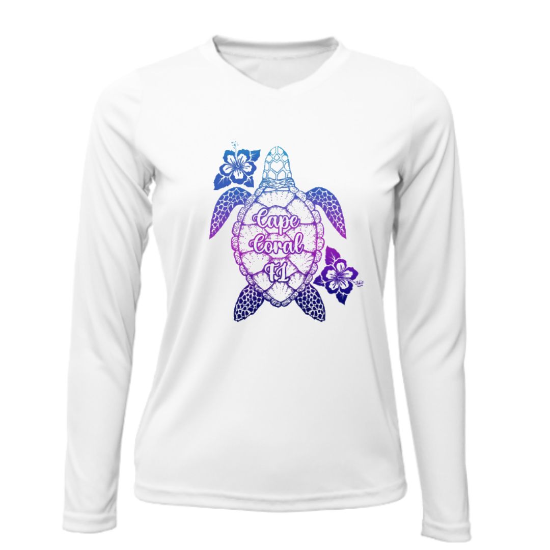 Cape Purple Turtle WOMANS Sun Shirt - UPF50 Sun Protection Sea Turtle Shirt
