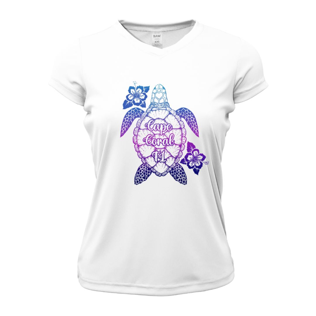Cape Purple Turtle WOMANS Sun Shirt - UPF50 Sun Protection Sea Turtle Shirt