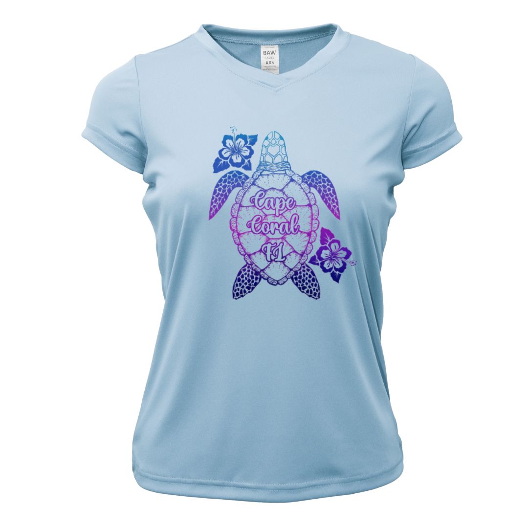 Cape Purple Turtle WOMANS Sun Shirt - UPF50 Sun Protection Sea Turtle Shirt
