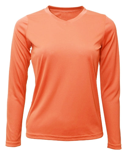 Custom Sun Shirt - Women V-Neck Long-Sleeve UPF50 Shirt with Custom Print