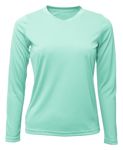 Custom Sun Shirt - Women V-Neck Long-Sleeve UPF50 Shirt with Custom Print