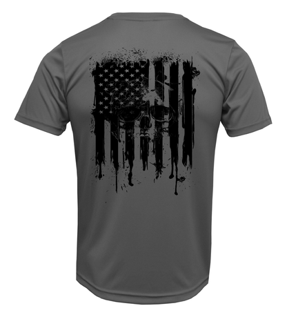Distressed Flag Skull Sun Shirt - UPF50 Sun Protection Graphic Tee