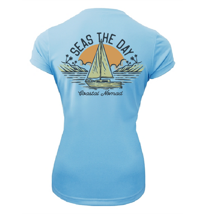 Seas the Day Sailboat - Women UPF50 Sun Protection Graphic Tee
