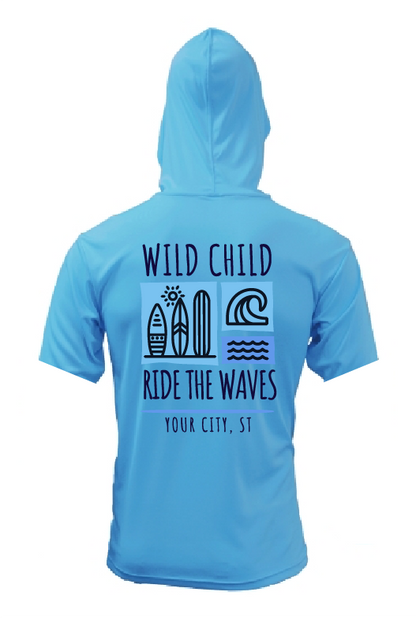 Kids Wild Child Ride the Waves - UPF50 Sun Protection Beach Shirt