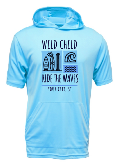 Kids Wild Child Ride the Waves - UPF50 Sun Protection Beach Shirt