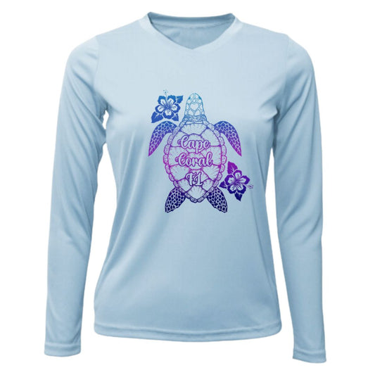 Cape Purple Turtle WOMANS Sun Shirt - UPF50 Sun Protection Sea Turtle Shirt